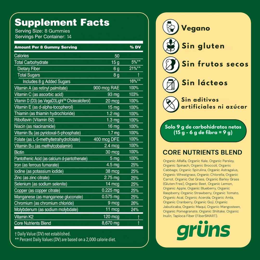 SuperGreens Gummies™ – Nutrientes diarios para energía, digestión e inmunidad