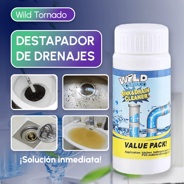 2x1 SÚPER POLVO DESTAPA TUBERÍA WILD TORNADO + ENVÍO GRATIS